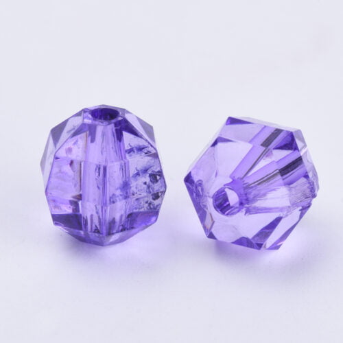 Purple Round Faceted Acrylic Beads