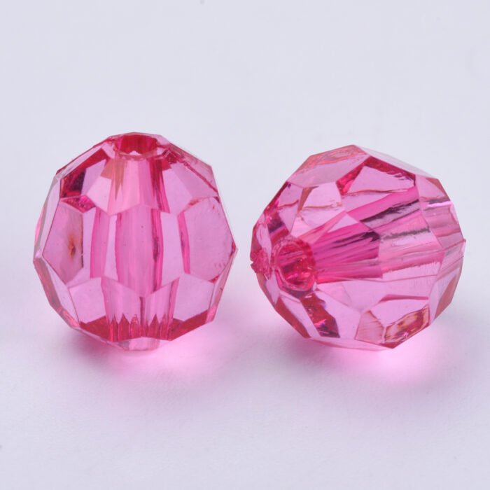 Pink Round Faceted Acrylic Beads