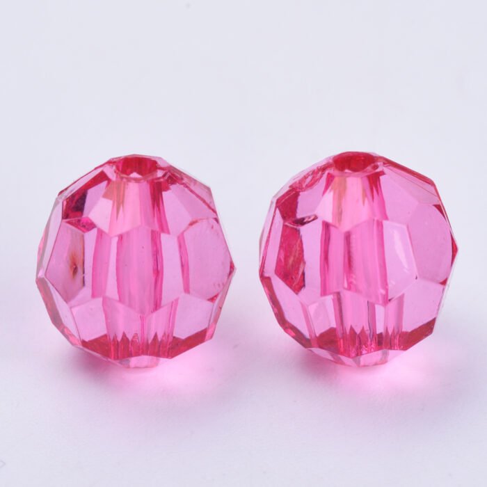 Pink Round Faceted Acrylic Beads