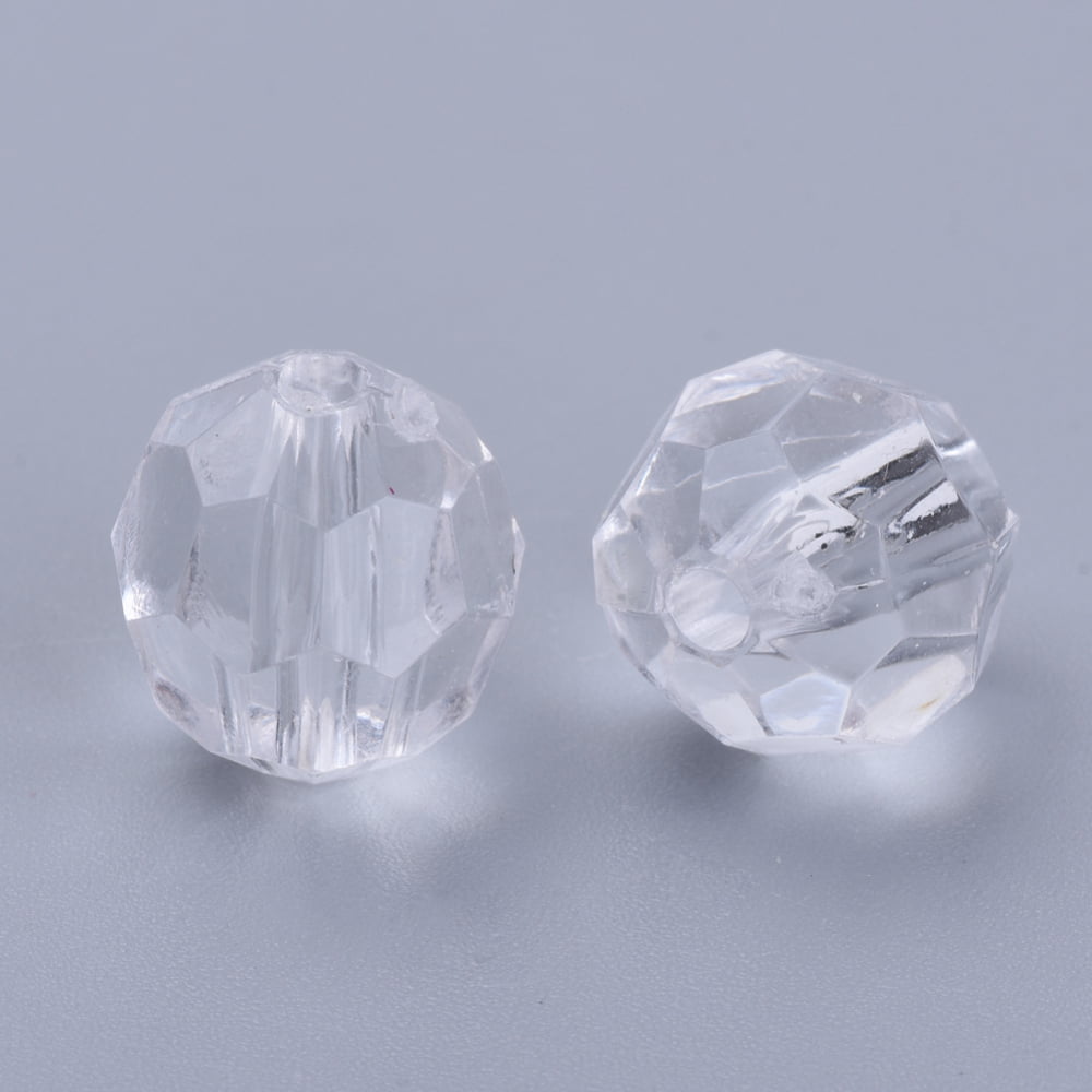 Plain Round Faceted Acrylic Beads