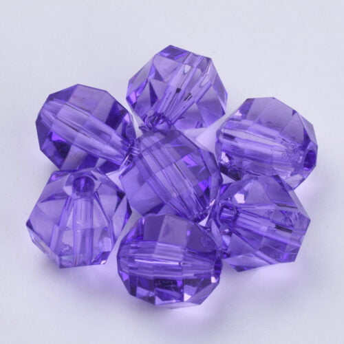 Purple Round Faceted Acrylic Beads