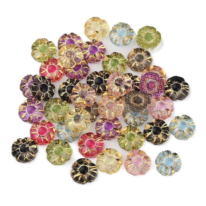 Transparent Mixed Colours Flower Cabochons