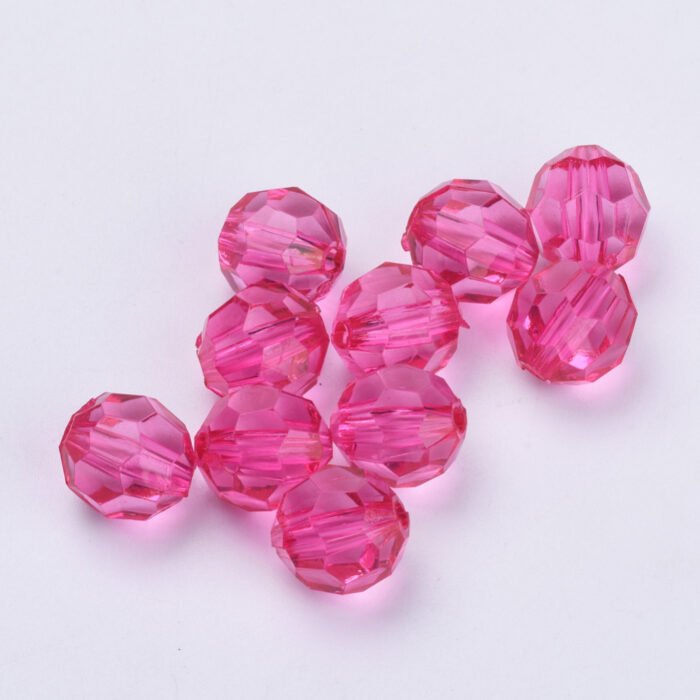 Pink Round Faceted Acrylic Beads