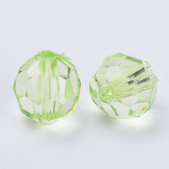 Light Green Round Faceted Acrylic Beads