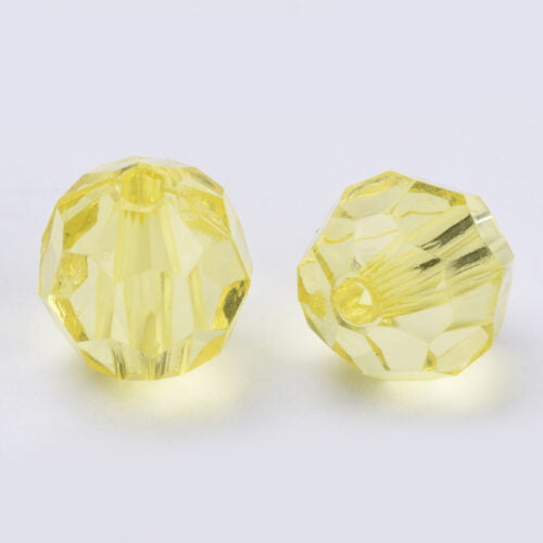 Yellow Round Faceted Acrylic Beads