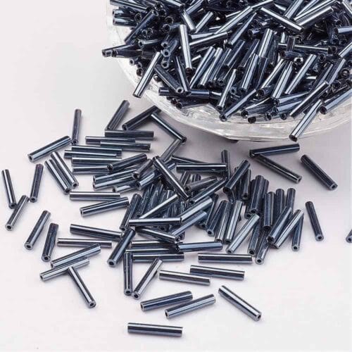 Dark Grey Bugle Seed Beads