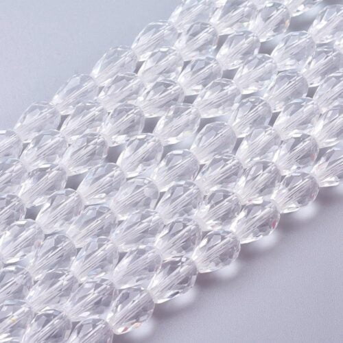 Faceted Plain Tear Drop Glass Beads