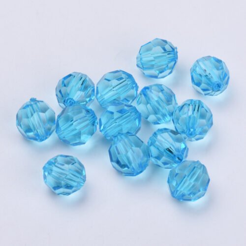 Sky Blue Round Faceted Acrylic Beads