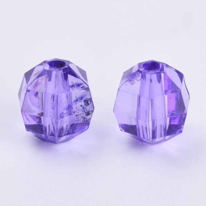 Purple Round Faceted Acrylic Beads