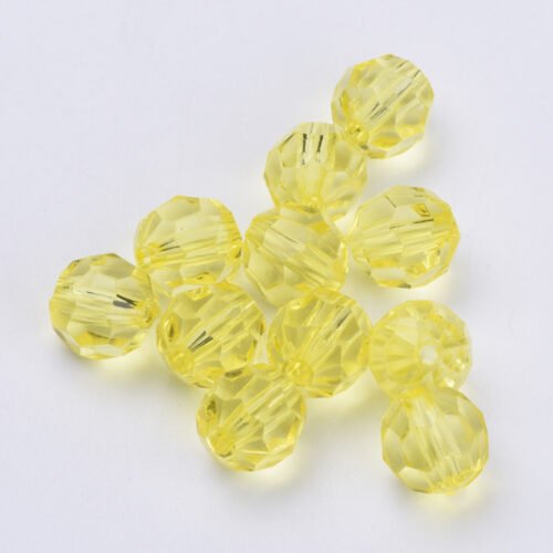 Yellow Round Faceted Acrylic Beads