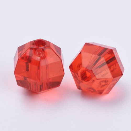 Red Round Faceted Acrylic Beads