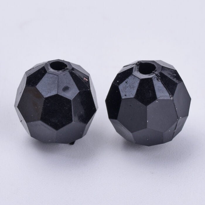 Black Round Faceted Acrylic Beads