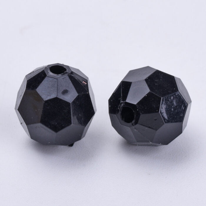 Black Round Faceted Acrylic Beads