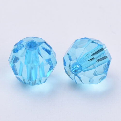 Sky Blue Round Faceted Acrylic Beads