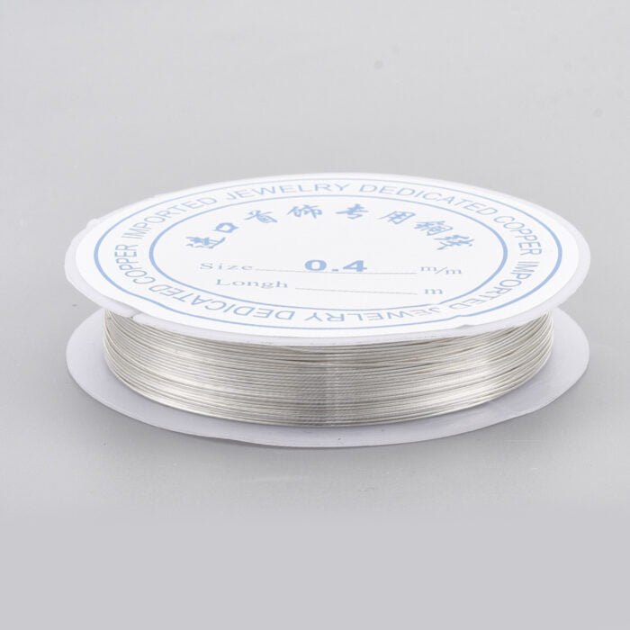25 Meters Beading Copper Silver Wire Spool - (0.2mm)