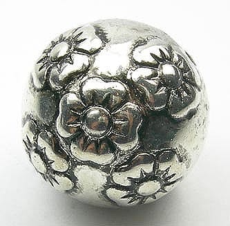 Round Floral Metal Style Acrylic Bead