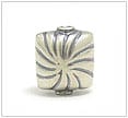 Bali sterling silver bead with square imprinted design 11mm by 10mm