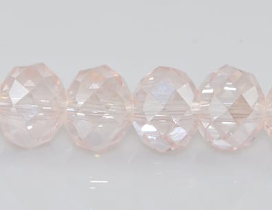 Sparkly Light Peach Crystal Rondelle Glass Beads - (8mmX6mm)