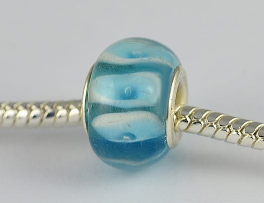 Stylish Turquoise Stripes Design European Glass Bead - E1