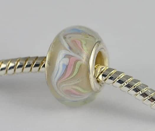 Multi Coloured Waves Design European Glass Bead - E1