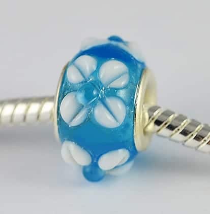 Stylish Turquoise Lamp work Glass European Bead - S1