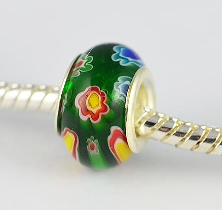Dark Green European Millefiori Beads