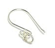 Sterling silver earring hook with decorative heart design, 20mm length, Bali crafted findings