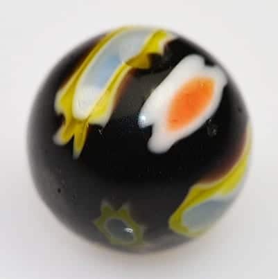 Black millefiori beads in 8mm round glass with colourful mosaic patterns for jewellery making