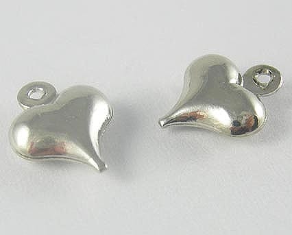 10 Exquisite Silver Heart Metal Charm - (10mmx8mm) M22