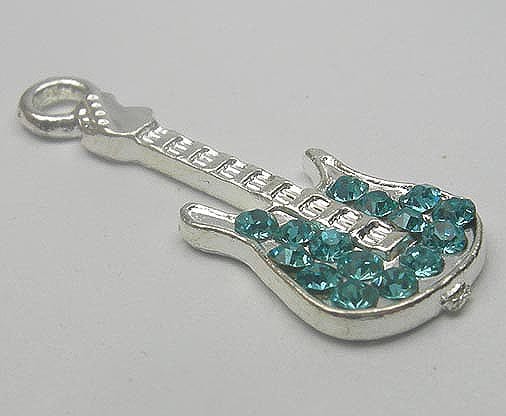 One Turquoise Crystal Studded Stunning Metal Bead - (30mmx11mm)