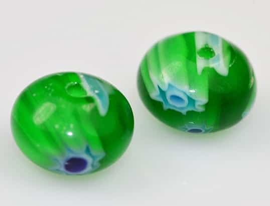 Dark Green Millefiori Rondells