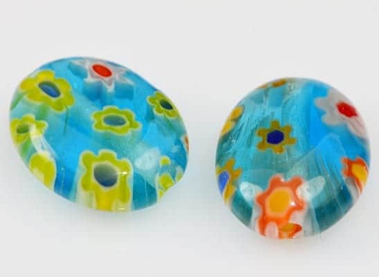 10 Millifori Oval Turquoise Glass Beads (10mmX8mm)