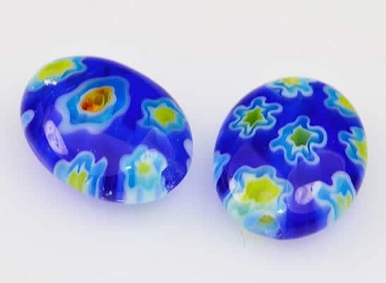 10 Millifori Oval Royal Blue Glass Beads (10mmX8mm)