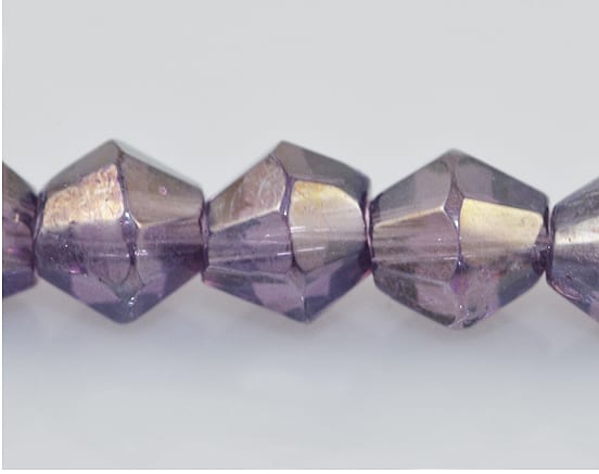 20 Czech 'AB' Bicone Light Purple Electro Plated Bead - (4mm)