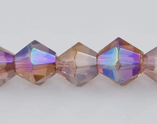 20 Czech 'AB' Bicone Coffee Electro Plated Glass Bead - (4mm)