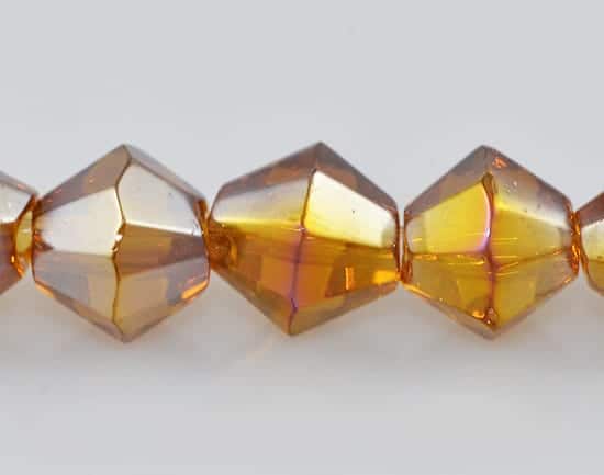 20 Czech 'AB' Bicone Topaz Electro Plated Glass Bead - (4mm)