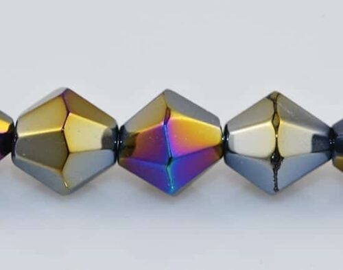 Silver Czech AB Bicone Glass Beads