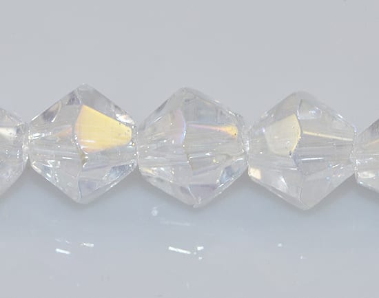 10 Czech 'AB' Bicone Clear Electro Plated Glass Bead - (6mm)