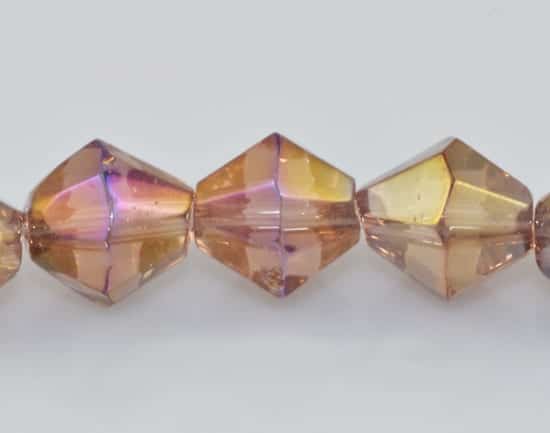 10 Czech 'AB' Bicone Coffee Electro Plated Glass Bead - (6mm)