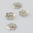 Silver Round Floral Metal Bead Caps