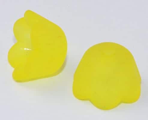 10 Round Yellow Flower Shape Frosted Acrylic Beads - (8mm)