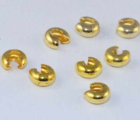 20 Gold Metal Crimp Covers - (3mm)
