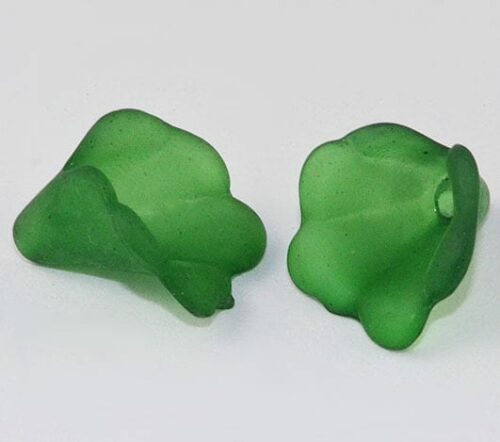 10 Floral Dark Green Frosted Acrylic Beads(10mm) - ACR7