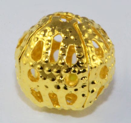 Filigree Antique Gold Metal Round Bead