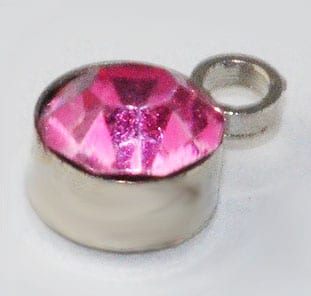 Pink rhinestone pendant Middle Eastern style 6.5mm long with sparkly pink stones