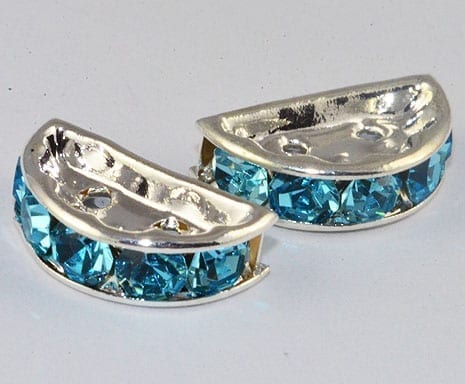 Multi Strand Turquoise Linking Rhinestone  Bead - (13mm)