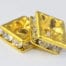Clear Square Rhinestone Gold Metal Bead