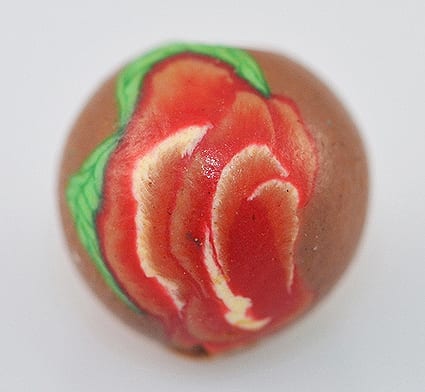 Brown Floral Round Fimo Beads