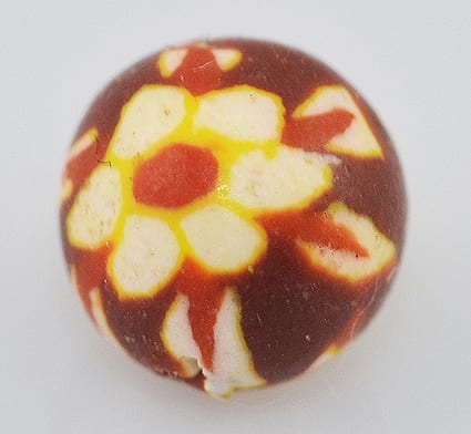 Brown Floral Round Fimo Beads