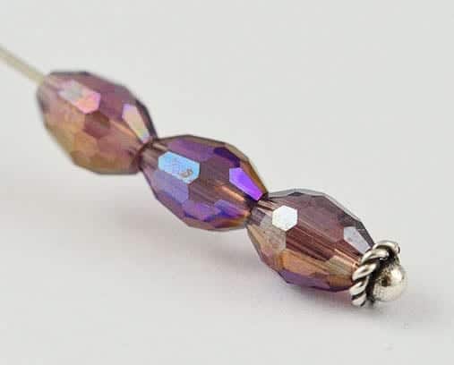 10 Amethyst Colour 'AB' Oval Fire Polish Glass Bead - (6mm)